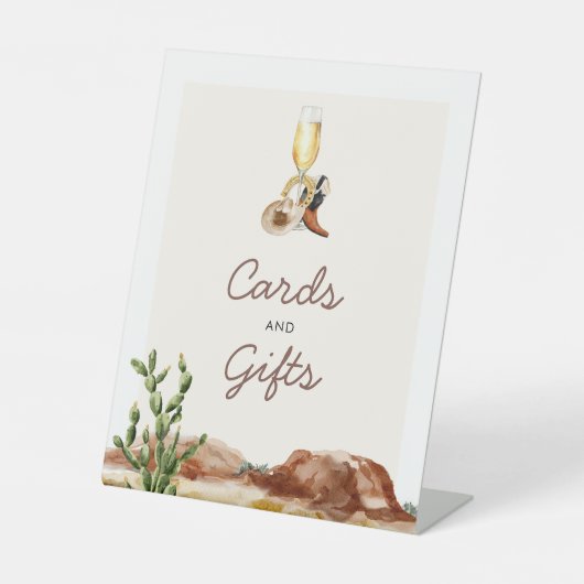 Rustikale Karten und Geschenke Brautparty Sockelschild (Vorderseite)