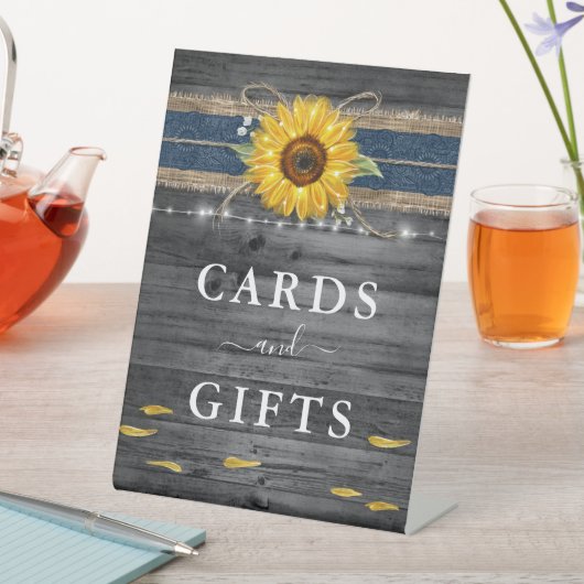 Rustikale Karten und Geschenke Navy Blauen Sonnenb Sockelschild (In Situ)