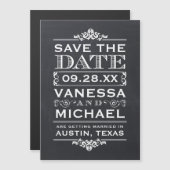 Rustikale Karton-Typografie Save the Date Magnetkarte (Vorne/Hinten)
