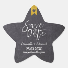 Rustikale Karton-Typografie Save the Date Stern-Aufkleber