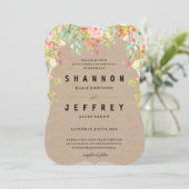 RUSTIKALE KASKADIERENBlumen KRAFTPAPIERS, die Einladung (Stehend Vorderseite)