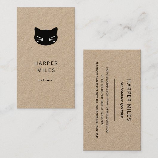 Rustikale Katzenlogokunde Visitenkarte (Vorne/Hinten)