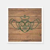 Rustikale keltische Claddagh-Holztextur Serviette (Vorderseite)