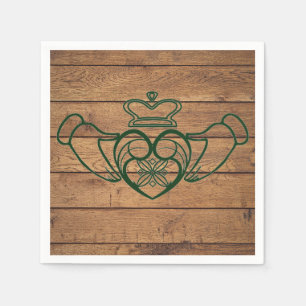 Rustikale keltische Claddagh-Holztextur Serviette