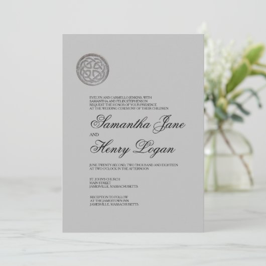 Rustikale keltische Knot Minimalistisch Hochzeit E Einladung (Stehend Vorderseite)