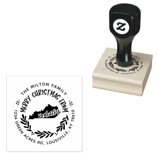 Rustikale Kentucky Frohe Weihnachtsfeier Rücksende Gummistempel (Stempel)