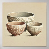 Rustikale Keramik Bowls mit Boho Patterns Poster (Vorne)