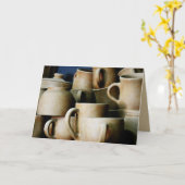 Rustikale Keramik Cups und Tasse Leere Grußkarte Karte (Gelbe Blume)