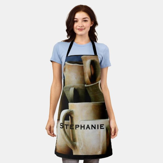 Rustikale Keramik Tasse Schürze (Getragen)