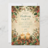 Rustikale Kerze Pinecone Weihnachten Einladung (Vorderseite)