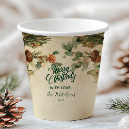 Rustikale Kerze Pinecone Weihnachten Pappbecher