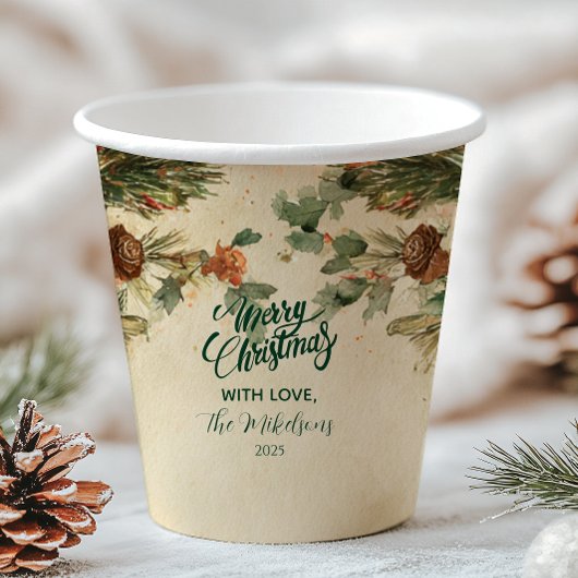 Rustikale Kerze Pinecone Weihnachten Pappbecher