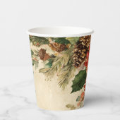 Rustikale Kerze Pinecone Weihnachten Pappbecher (Rückseite)