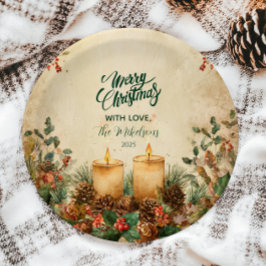 Rustikale Kerze Pinecone Weihnachten Pappteller