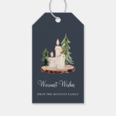 Rustikale Kerzen auf Holz Warmest Wünsche Weihnach Geschenkanhänger (Vorderseite)