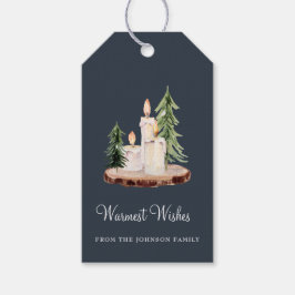 Rustikale Kerzen auf Holz Warmest Wünsche Weihnach Geschenkanhänger