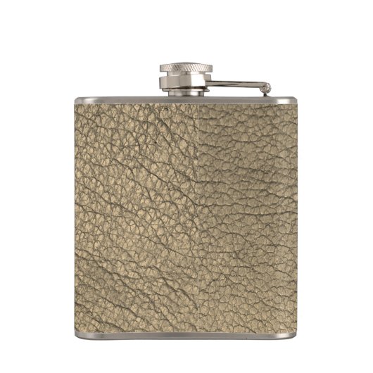 Rustikale khaki Imitate Leder Monogramm Name Chef Flachmann (Rückseite)