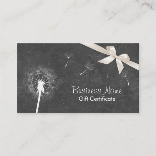 Rustikale Khalkboard Dandelion Geschenkgutscheine Rabattkarte (Vorderseite)