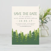 Rustikale Kiefern Hochzeit Save The Date (Stehend Vorderseite)