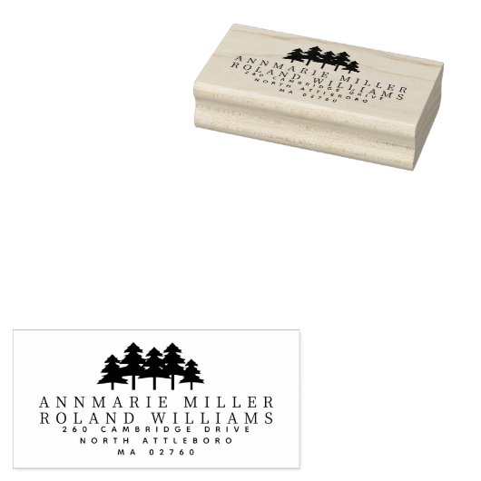 Rustikale Kiefern mit zwei letzten Namen Rücksende Gummistempel (Stempel)