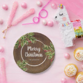Rustikale Kiefern und Berry Wasserfarbe Weihnachte Pappteller (Party)