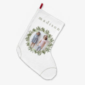 Rustikale Kiefern und Fotos mit Namen Großer Weihnachtsstrumpf (Vorderansicht (hängend))