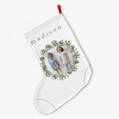 Rustikale Kiefern und Fotos mit Namen Großer Weihnachtsstrumpf (Rückseite (Hängend))