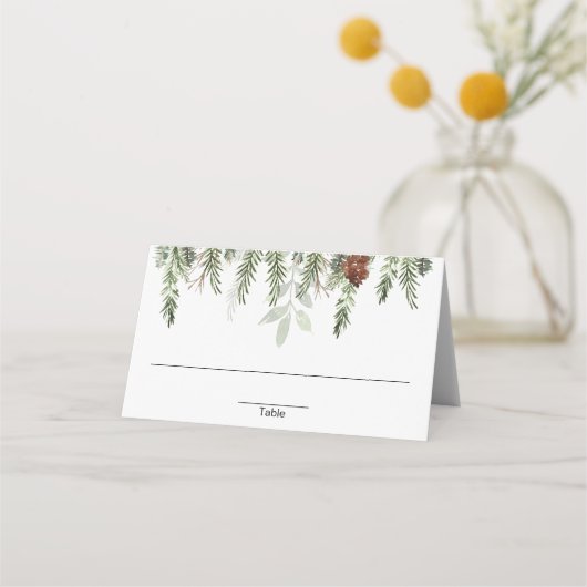 Rustikale Kiefernbäume im Winter Weihnachten Platzkarte (Vorderseite)