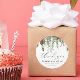 Rustikale Kiefernbäume Kinderdusche Danke Runder Aufkleber