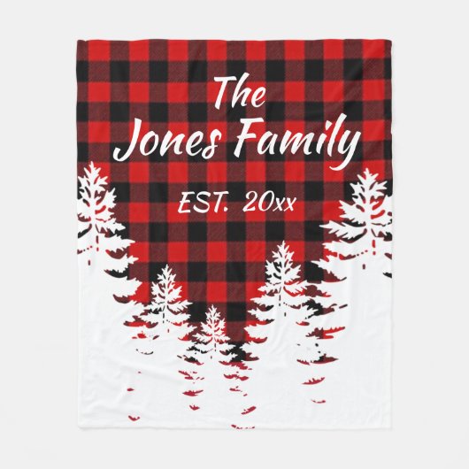 Rustikale Kiefernbäume, roter schwarzer Büffel kar Fleecedecke (Vorderseite)
