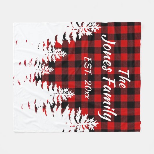 Rustikale Kiefernbäume, roter schwarzer Büffel kar Fleecedecke (Vorderseite (Horizontal))