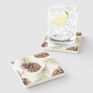 Rustikale Kiefernkone Steinuntersetzer