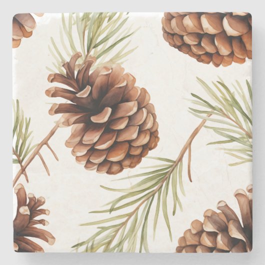 Rustikale Kiefernkone Steinuntersetzer (Vorderseite)