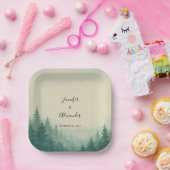 Rustikale Kiefernwälder Hochzeit Pappteller (Party)