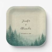 Rustikale Kiefernwälder Hochzeit Pappteller (Vorderseite)