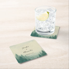 Rustikale Kiefernwälder Hochzeit Rechteckiger Pappuntersetzer