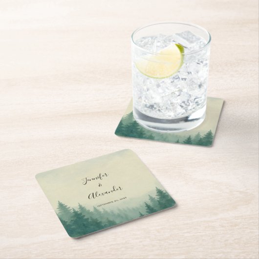 Rustikale Kiefernwälder Hochzeit Rechteckiger Pappuntersetzer (Vor Ort)