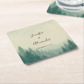 Rustikale Kiefernwälder Hochzeit Rechteckiger Pappuntersetzer (angewinkelt)