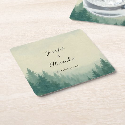 Rustikale Kiefernwälder Hochzeit Rechteckiger Pappuntersetzer (angewinkelt)