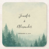 Rustikale Kiefernwälder Hochzeit Rechteckiger Pappuntersetzer (Vorderseite)