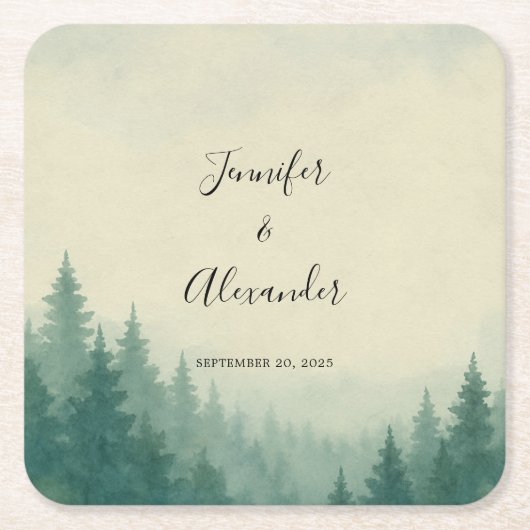 Rustikale Kiefernwälder Hochzeit Rechteckiger Pappuntersetzer (Vorderseite)