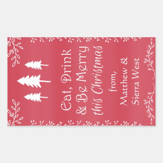 Rustikale Kiefernwein Weihnachtsfeiertag Etikett Rechteckiger Aufkleber (Vorderseite)