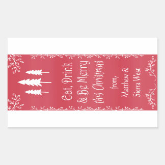 Rustikale Kiefernwein Weihnachtsfeiertag Etikett Rechteckiger Aufkleber