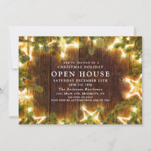 Rustikale Kiefernzapfen Weihnachts-Open-House Einladung