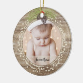 Rustikale Kiefernzweig & Berries Holzkorn Keramik Ornament (Links)