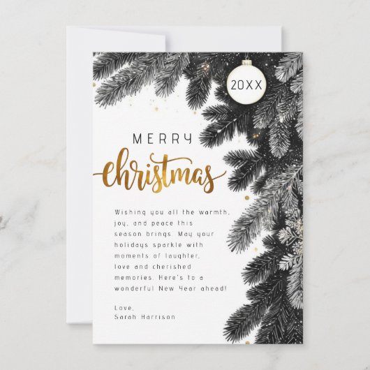 Rustikale Kiefernzweig Weihnachtskarte außerhalb d Einladung (Vorderseite)