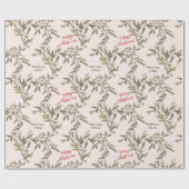 Rustikale Kiefernzweige Holiday Rosa Frohe Weihnac Geschenkpapier (Flach)