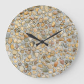 Rustikale Kieselsteinmauer Große Wanduhr (Vorderseite)