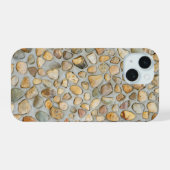Rustikale Kieselsteinmauer iPhone 15 Hülle (Rückseite (Horizontal))