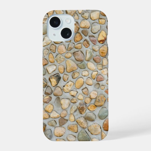 Rustikale Kieselsteinmauer iPhone 15 Hülle (Rückseite)